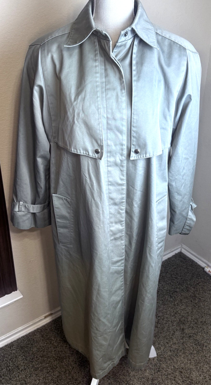 VTG JG Hook Women’s 12 Trench‎ Coat Olive Green long classic 90s city chic snap